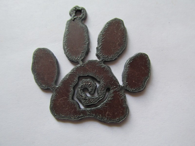 (image for) Paw with swirl rustic metal pendant #SCH001-L